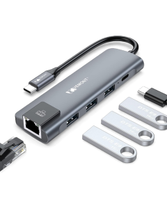 HUB USB C 5 EN 1 DOCKING PARA LAPTOP, RJ45, USB 3.0